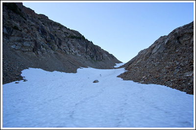 View up Spider Glacier–only the lower 2/3 is visible.